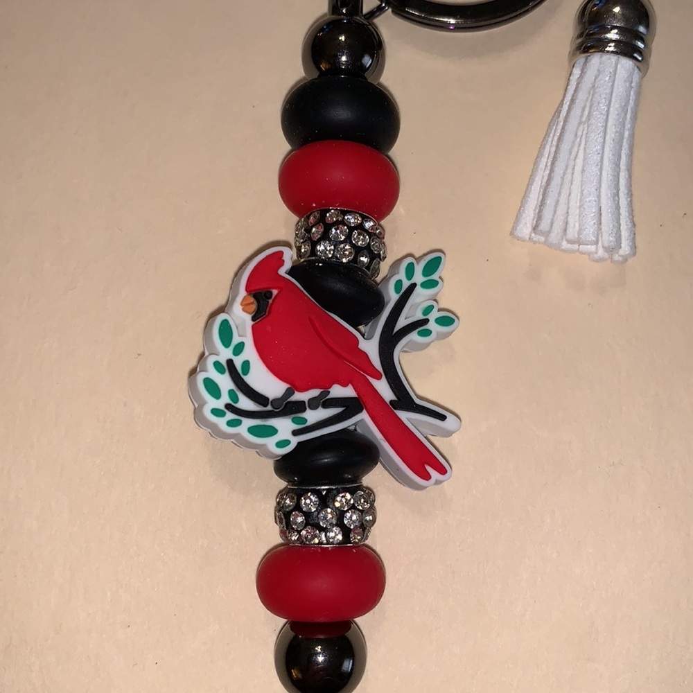 Handmade Cardinal Keychain/Purse Charm with Tassel
